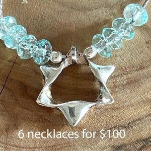 Star of David Sterling Silver Blue Crystal Pendant Necklace by Is…